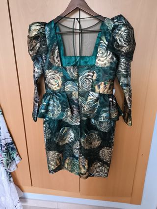 Vestido fiesta verde dorado