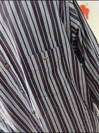 Camisa de manga larga Lacoste azul rayas