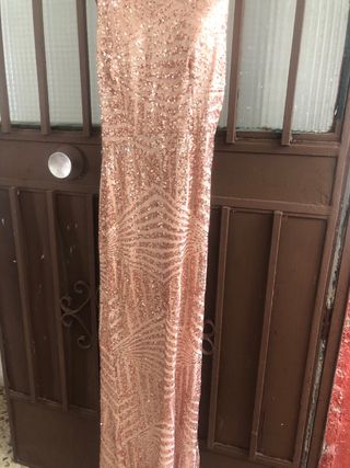 Vestido lentejuelas rosa dorado
