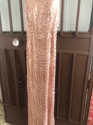 Vestido lentejuelas rosa dorado