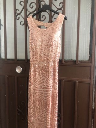 Vestido lentejuelas rosa dorado