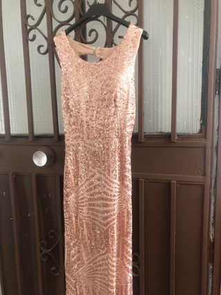 Vestido lentejuelas rosa dorado