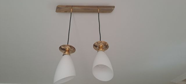 Lámpara colgante 2 tulipas dorada