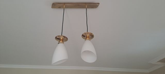 Lámpara colgante 2 tulipas dorada