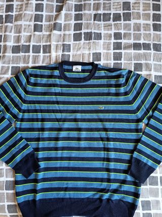 Jersey Lacoste rayas azul marino XL