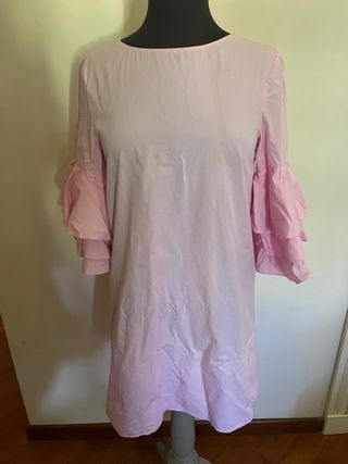 Vestito Zara rosa maniche volant