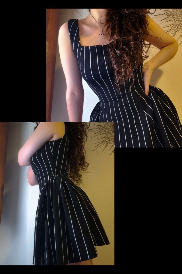 Vestido mini blanco y negro whimsigoth a rayas