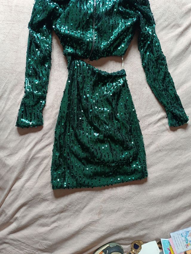 Abito a paillettes verde - Festa
