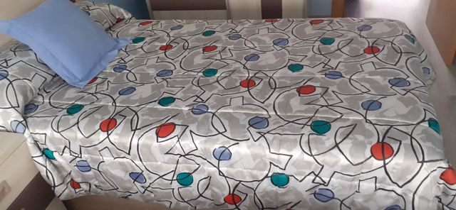 Edredón, cama 105cm - Gris, azul..