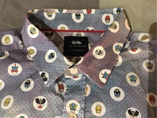 Camisa manga larga retro M - Azul/Lila