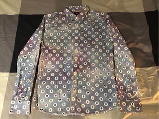 Camisa manga larga retro M - Azul/Lila