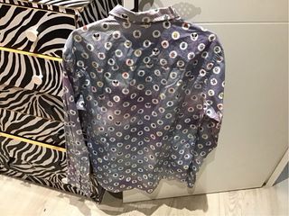 Camisa manga larga retro M - Azul/Lila