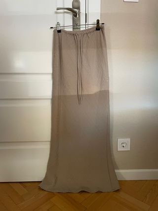 Falda larga beige - Lino