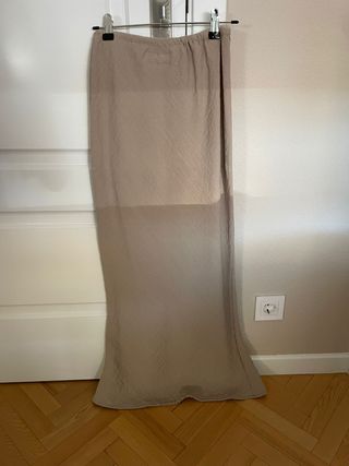 Falda larga beige - Lino
