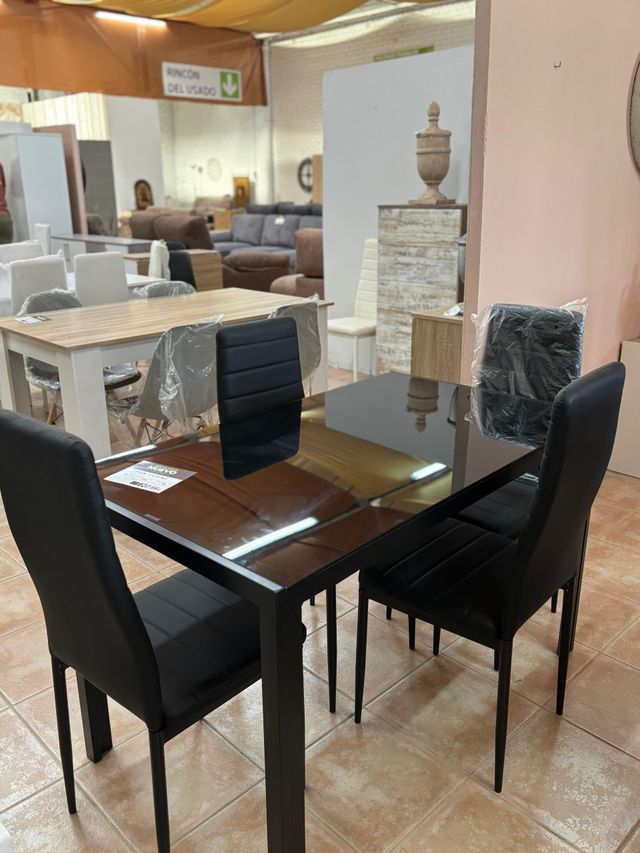 Mesa Comedor 4 Sillas Negra - Mallorca
