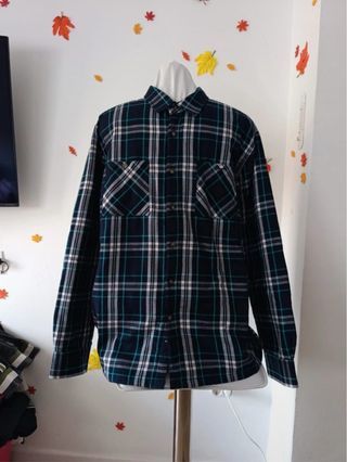 Camisa cuadros manga larga - Azul, Verde