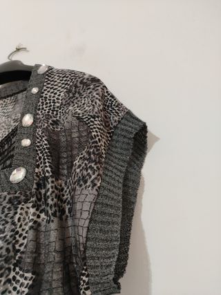 Gilet multicolor L - Strass & Lana