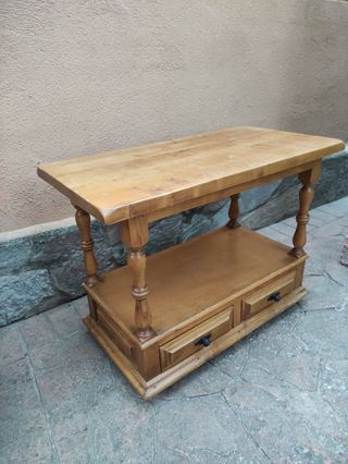Conjunto mesita madera y mueble auxiliar