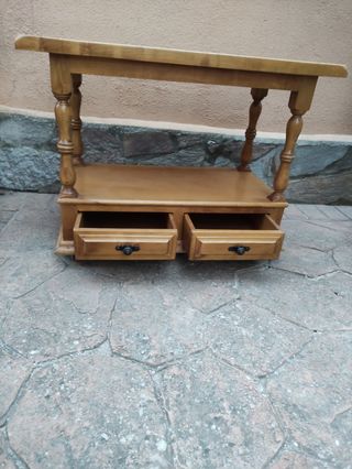 Conjunto mesita madera y mueble auxiliar
