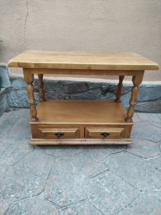 Conjunto mesita madera y mueble auxiliar