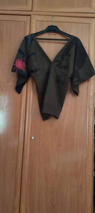 Blusa c/manga corta - Verde oliva