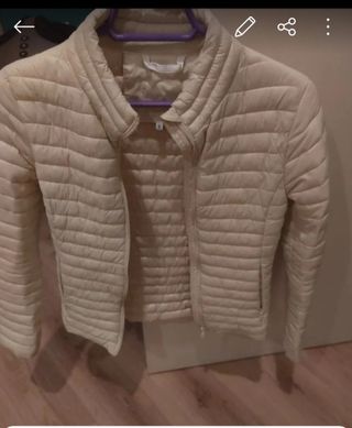 Cazadora plumas beige talla S