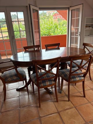 Mesa ovalada madera - 6 sillas