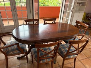 Mesa ovalada madera - 6 sillas