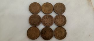 9 Monedas 1 Peseta 1947 Franco