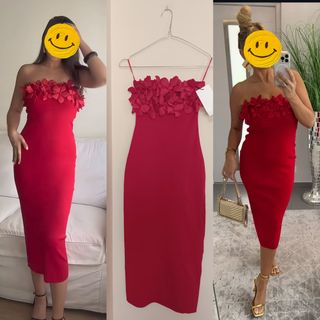 Vestido midi rojo flores