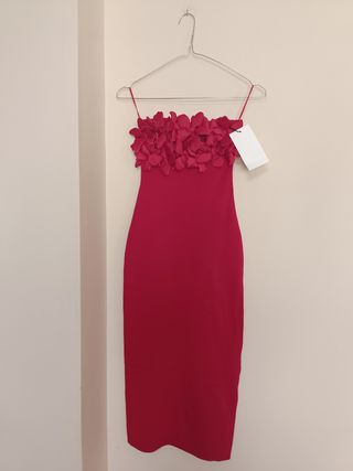Vestido midi rojo flores