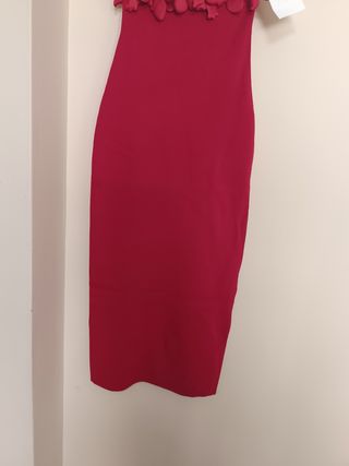 Vestido midi rojo flores