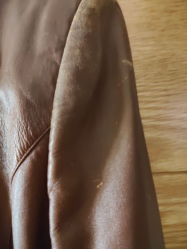 Chaqueta piel marrón vintage