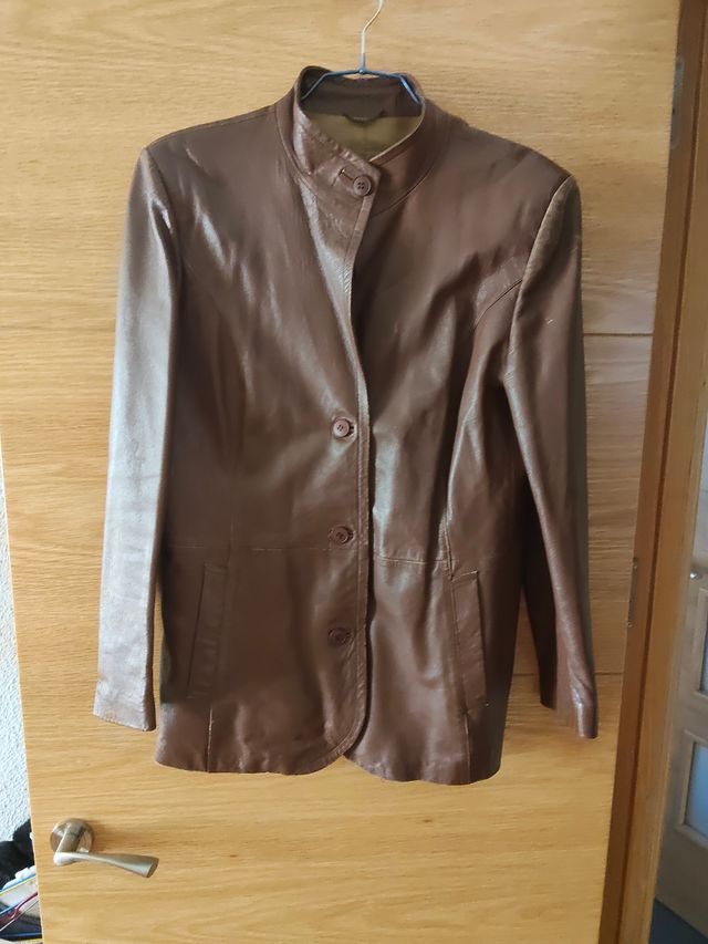 Chaqueta piel marrón vintage