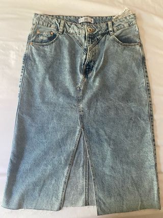 Falda vaquera midi azul mujer talla L