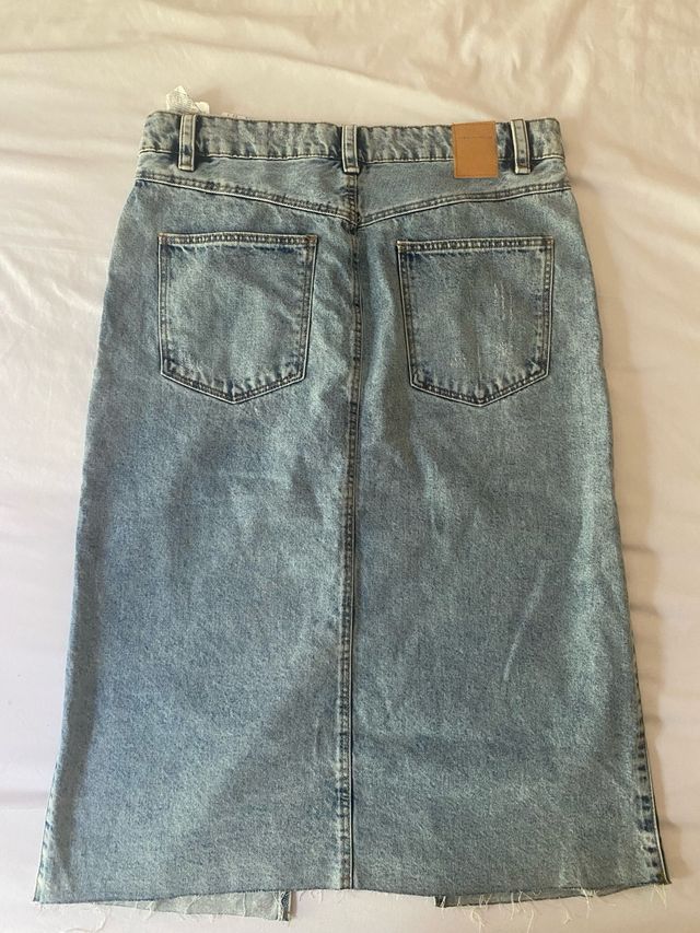 Falda vaquera midi azul mujer talla L