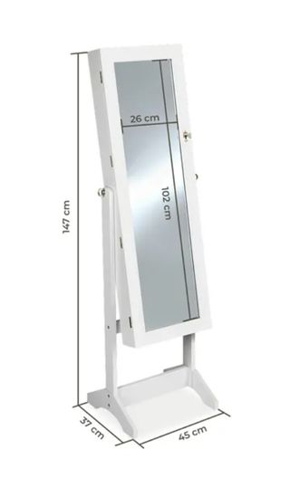 Espejo joyero blanco con 26cm de ancho