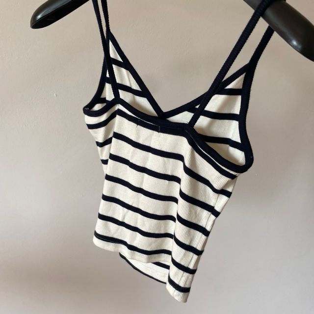 Top a righe Bershka bianco-blu