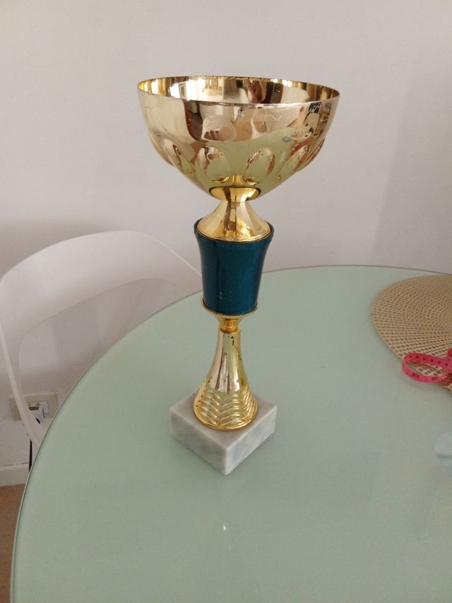 Coppa , trofeo oro blu vintage