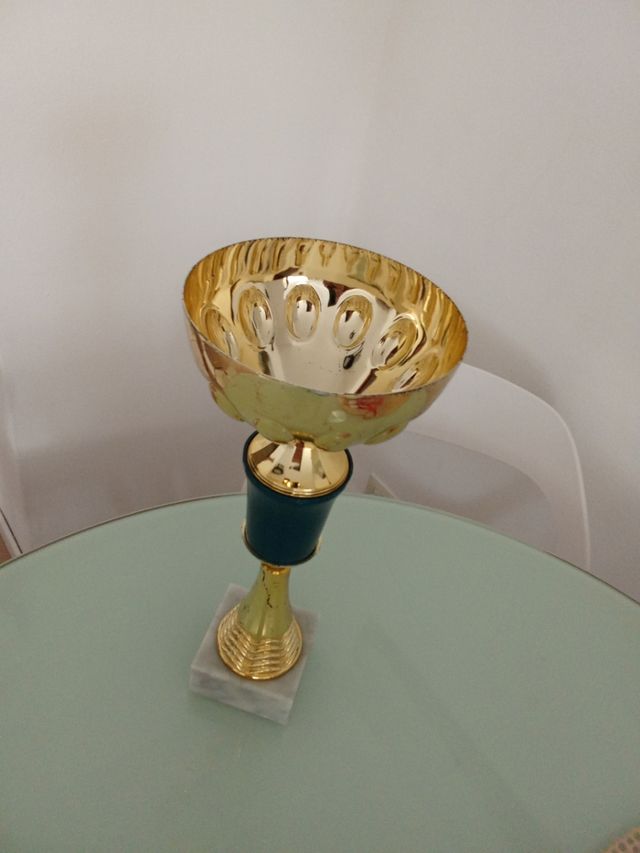 Coppa , trofeo oro blu vintage