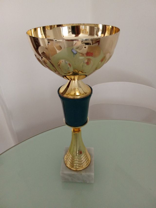 Coppa , trofeo oro blu vintage
