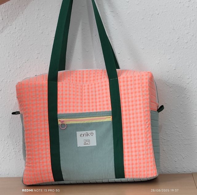 Bolso XXL verde rosa