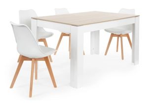 Mesa Comedor 4 Sillas - Roble Blanco extensible 