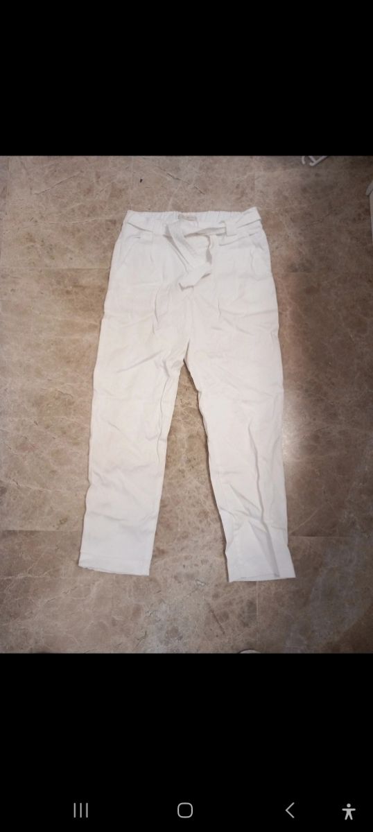 Pantalones blancos mujer, tiro alto