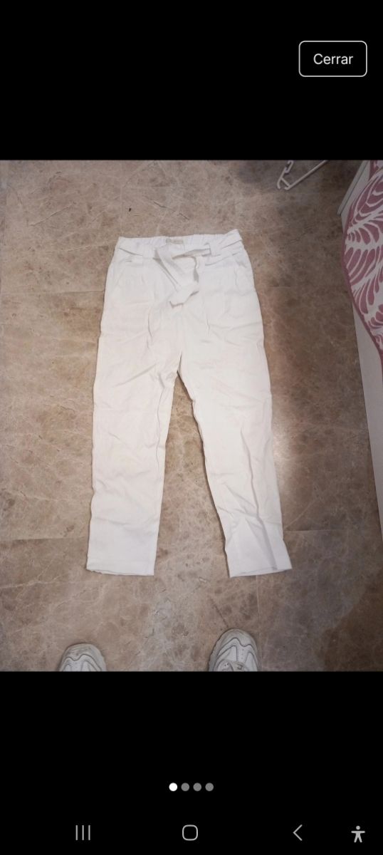 Pantalones blancos mujer, tiro alto