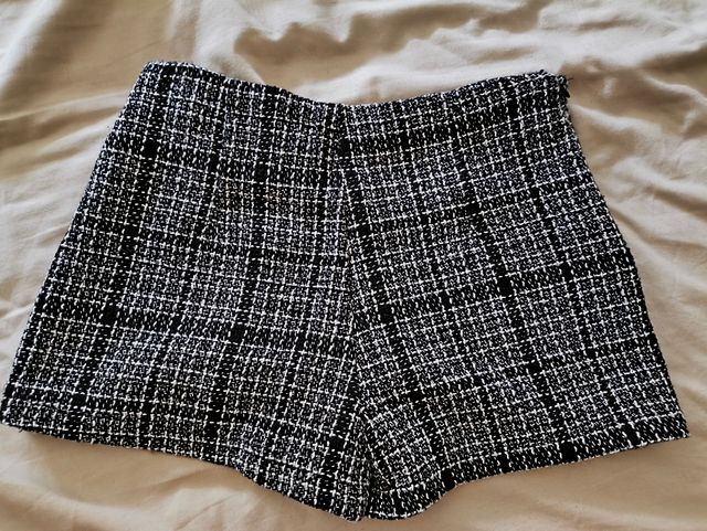 Short Falda Cuadros Blanco-Negro