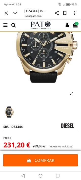 Reloj Diesel 10Bar - Cronógrafo
Modelo: DZ4344