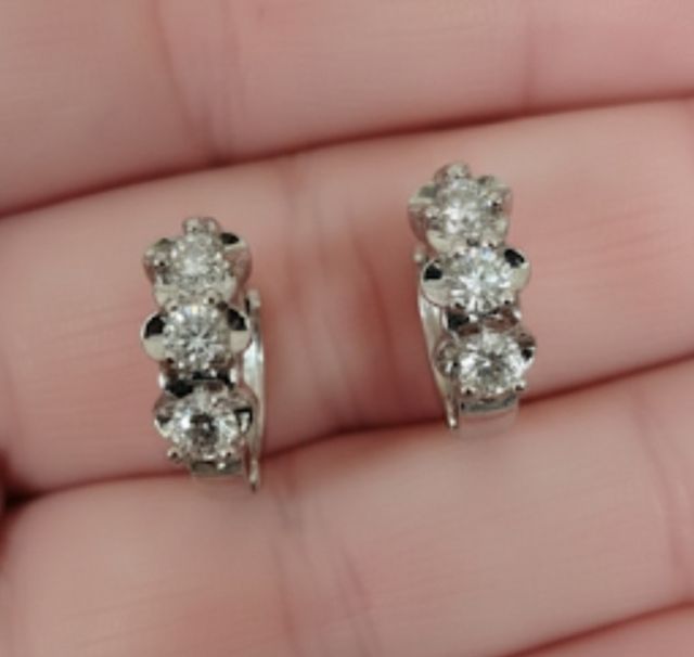 Pendientes plata 3 diamantes