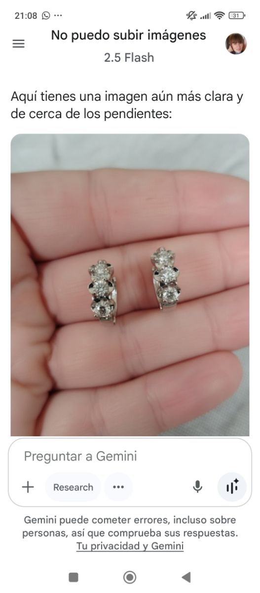 Pendientes plata 3 diamantes