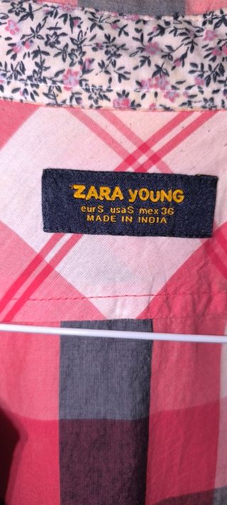 Camisa Zara Young cuadros rosa-rojo